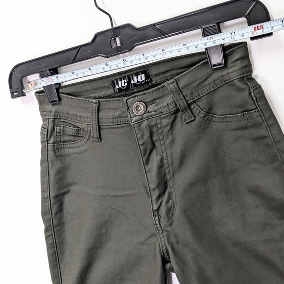 Women’s JC & JQ Dark Green Shimmery Coated Skinny Jeans - Picture 6 of 8